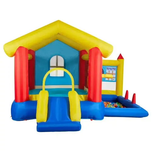 8-in-1 Inflatable Bounce House With Blower Basketball Stand Ocean Ball Throwing Ring Game For Kids