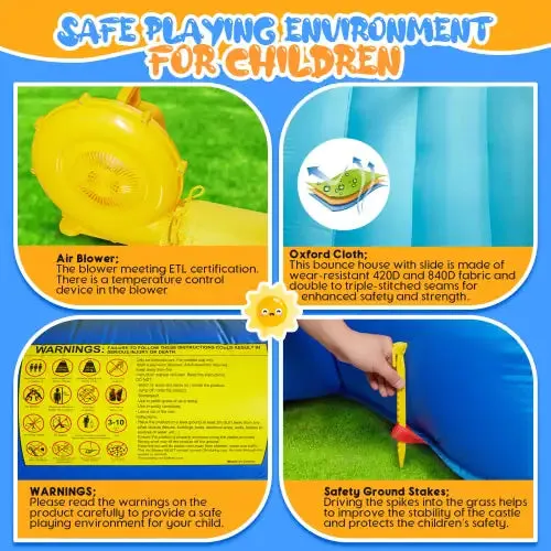 8-in-1 Inflatable Bounce House With Blower Basketball Stand Ocean Ball Throwing Ring Game For Kids