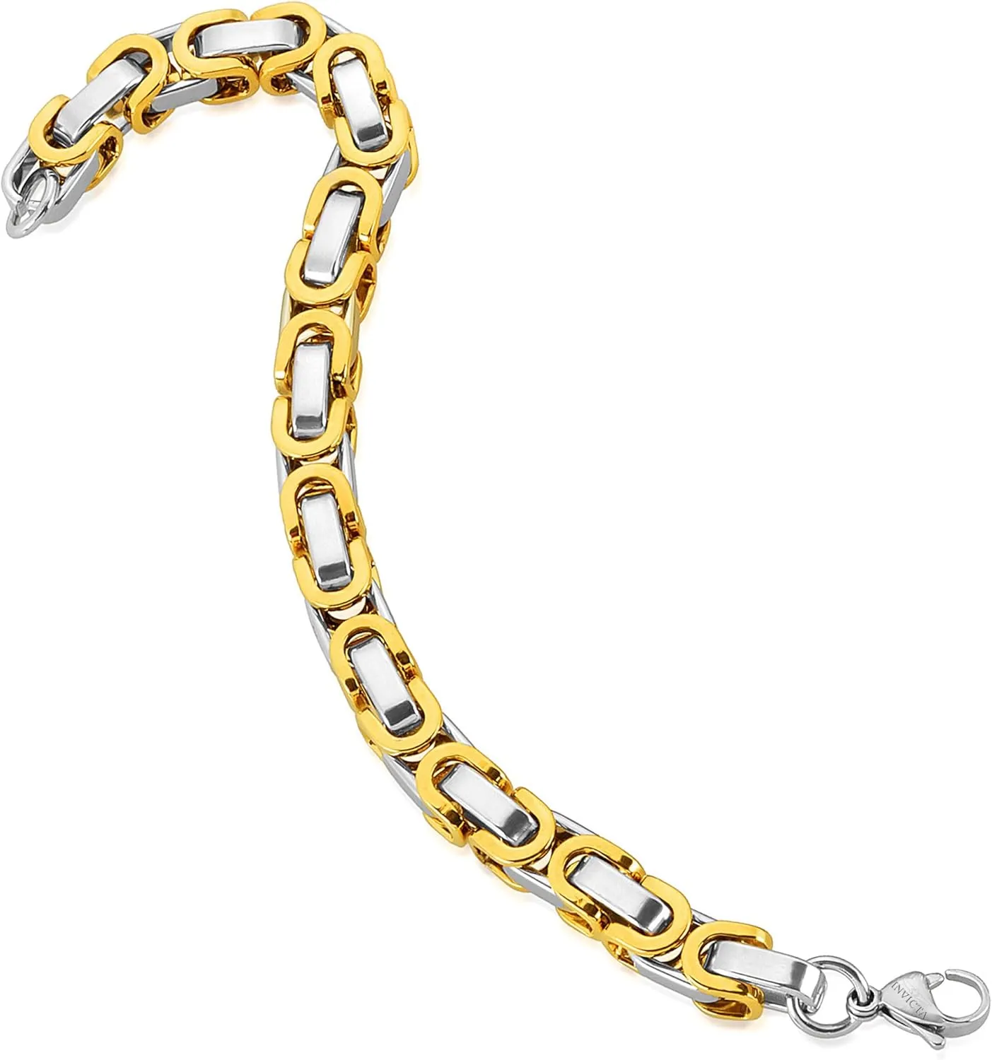 8mm, metallic vaguely bake 8.75 Invicta Bracelet for Men, Stainless Steel Chain Jewelry, Polished Byzantine, 