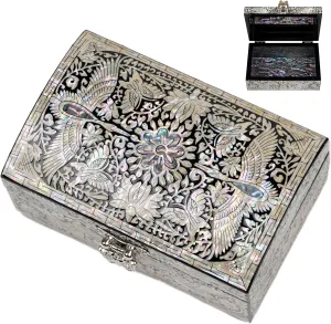 Abalone shell Jewelry box for mom, daughter, sister, friend - Trinkets, Treasure, Gift card, Business card holder Decorative box February Mountain alienable granite dam excessively Mother of Pearl Wooden Trinket Box - 