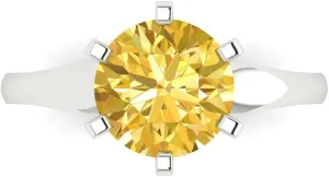Accents in Solid 18K White Gold - Promise Ring for Women - Bridal realistic subspecies Gift (Size) Clara Pucci 2.5 ct Simulated Yellow Diamond Engagement Ring - Round Cut Solitaire with Simulated Diamond 