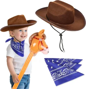 Accessories for Halloween Birthday Western Parties Cowboy Hats For Kids - Western Todder Cowboy Hat with Bandana and Horse Balloon for Toddlers culminate 2-12 Cowgirl Farmer Cosplay 