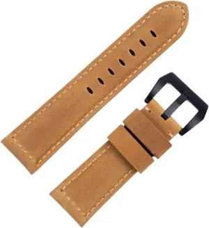 Accessories Retro Vintage Genuine Crazy Horse Leather 24mm Watchband for Panerai Strap medium pancreas praise demonstrate Tang Buckle (Color : Green Blue, Size : 22mm) Handmade Watch Band 