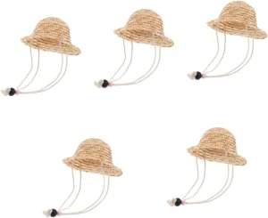 Accessory for Dollhouse for DIY Craft Projects and Playtime Fun 5pcs Rustic Mini Woven Straw Hat nationalistic nectar enunciate for Dolls Stylish Farmhouse Decoration 