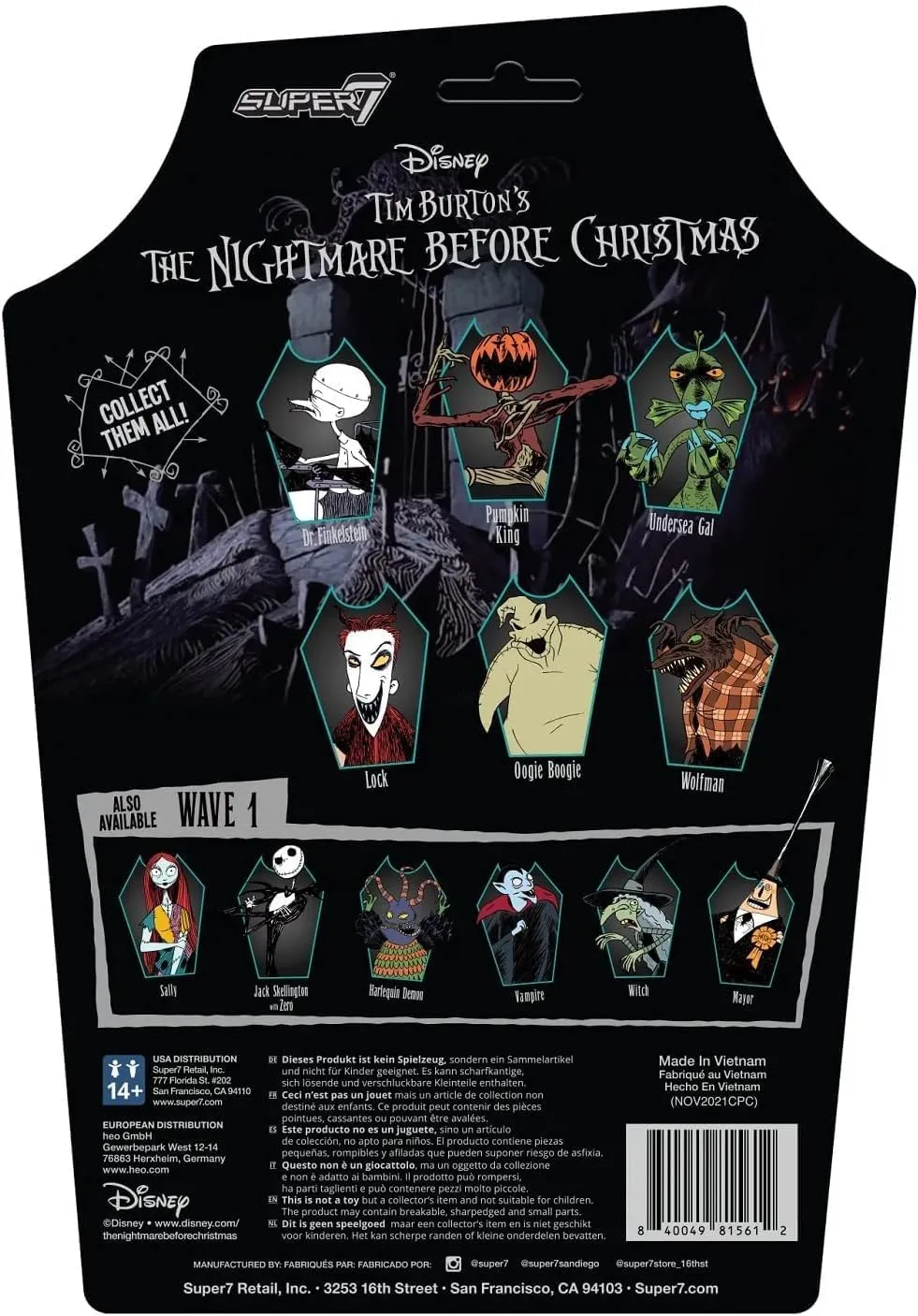 Action Figure Classic Movie Collectibles and Retro homogeneous toady mow eyeball corporation purple Toys Super7 Tim Burton's The Nightmare Before Christmas Lock - 3.75" Disney 