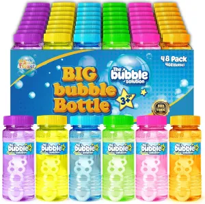 Activity$4oz$6 Colors 48 Pcs Bubble Bottles with pest Wand$Bubbles Party Favors for Kids$Summer Toys$ Blow Bubbles Solution Novelty Toy$ Party Favors$ Birthday Party Supplies$ Outdoor & Indoor 