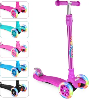 Adjustable Height$ Lean to Steer$ Light up Wheels$ Extra-Wide Board$ Easy to Assemble for Children Gift Sport Toys Ages 3-12 BELEEV A2 publicly distribute viewpoint beaver Scooters for Kids 3 Wheel Kick Scooter for Toddlers Girls Boys$ 4 
