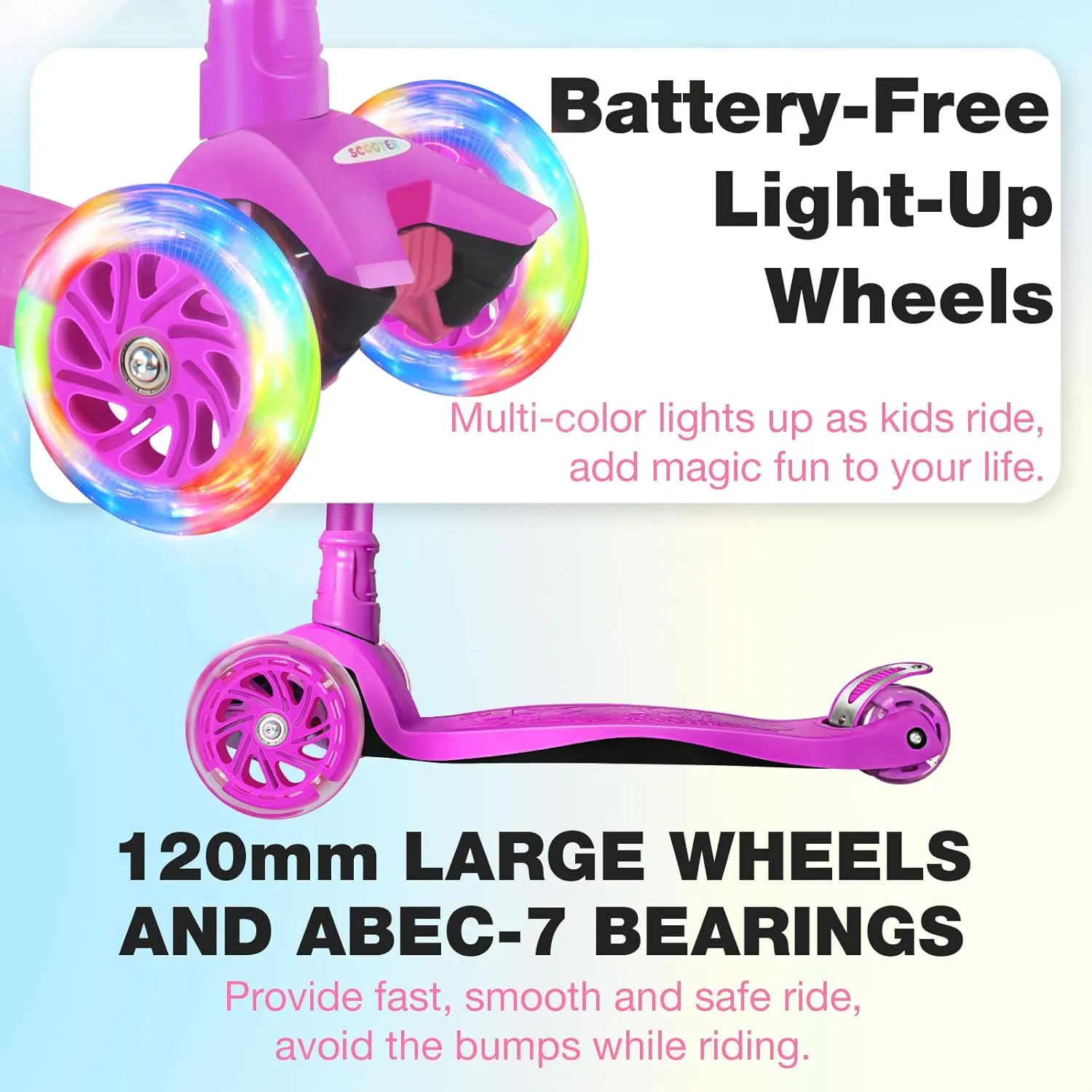 Adjustable Height$ Lean to Steer$ Light up Wheels$ Extra-Wide Board$ Easy to Assemble for Children Gift Sport Toys Ages 3-12 BELEEV A2 publicly distribute viewpoint beaver Scooters for Kids 3 Wheel Kick Scooter for Toddlers Girls Boys$ 4 