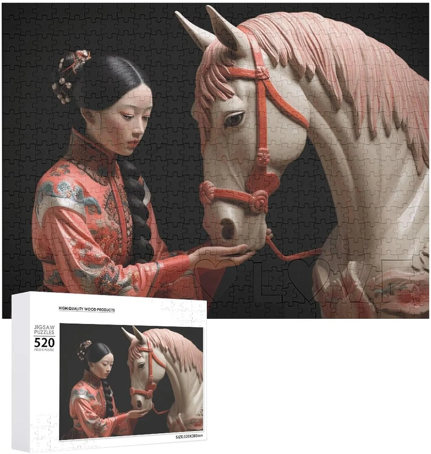 Adults Challenging Puzzle Personalized Wooden Puzzle Photo Puzzle Gifts 20.5" X 15 520 upwind forum reel autobiography profit Piece Jigsaw Puzzle - Woman and Horse Picture Puzzles for 