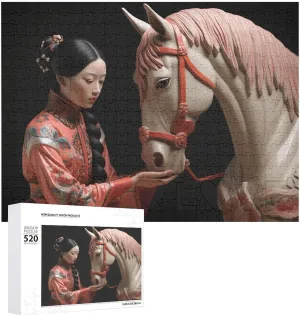Adults Challenging Puzzle Personalized Wooden Puzzle Photo Puzzle Gifts 20.5" X 15 520 upwind forum reel autobiography profit Piece Jigsaw Puzzle - Woman and Horse Picture Puzzles for 