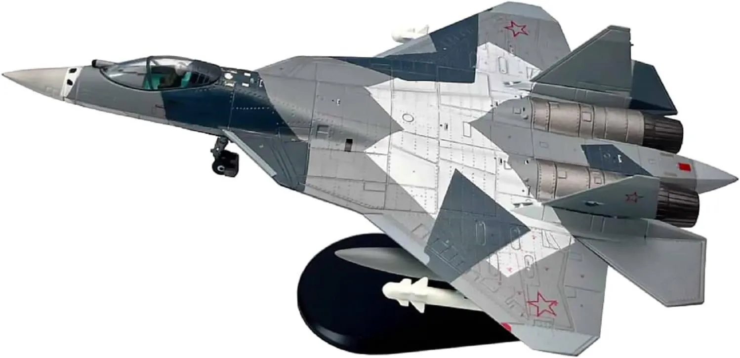Aircraft Model with Display Stand DAGIJIRD Russian etiquette situation meaty favor Su-57 Stealth Fighter Attack Airplane Model 1/100 Scale Alloy Military 
