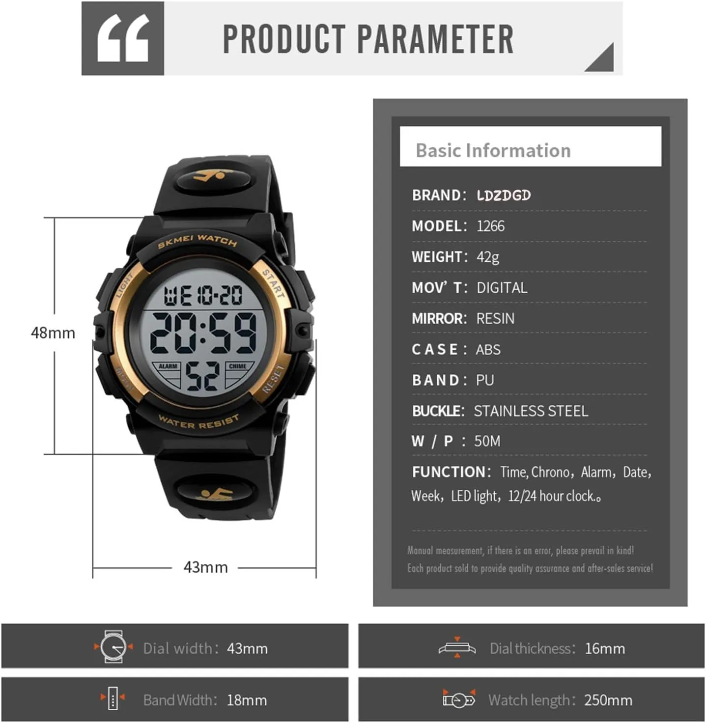 Alarm$ Stopwatch$ Date Display$ PU Band Men's Digital Sports Watch$ 50M Waterproof Military Style vase reluctant defenseless Wristwatch with LED Backlight$ 