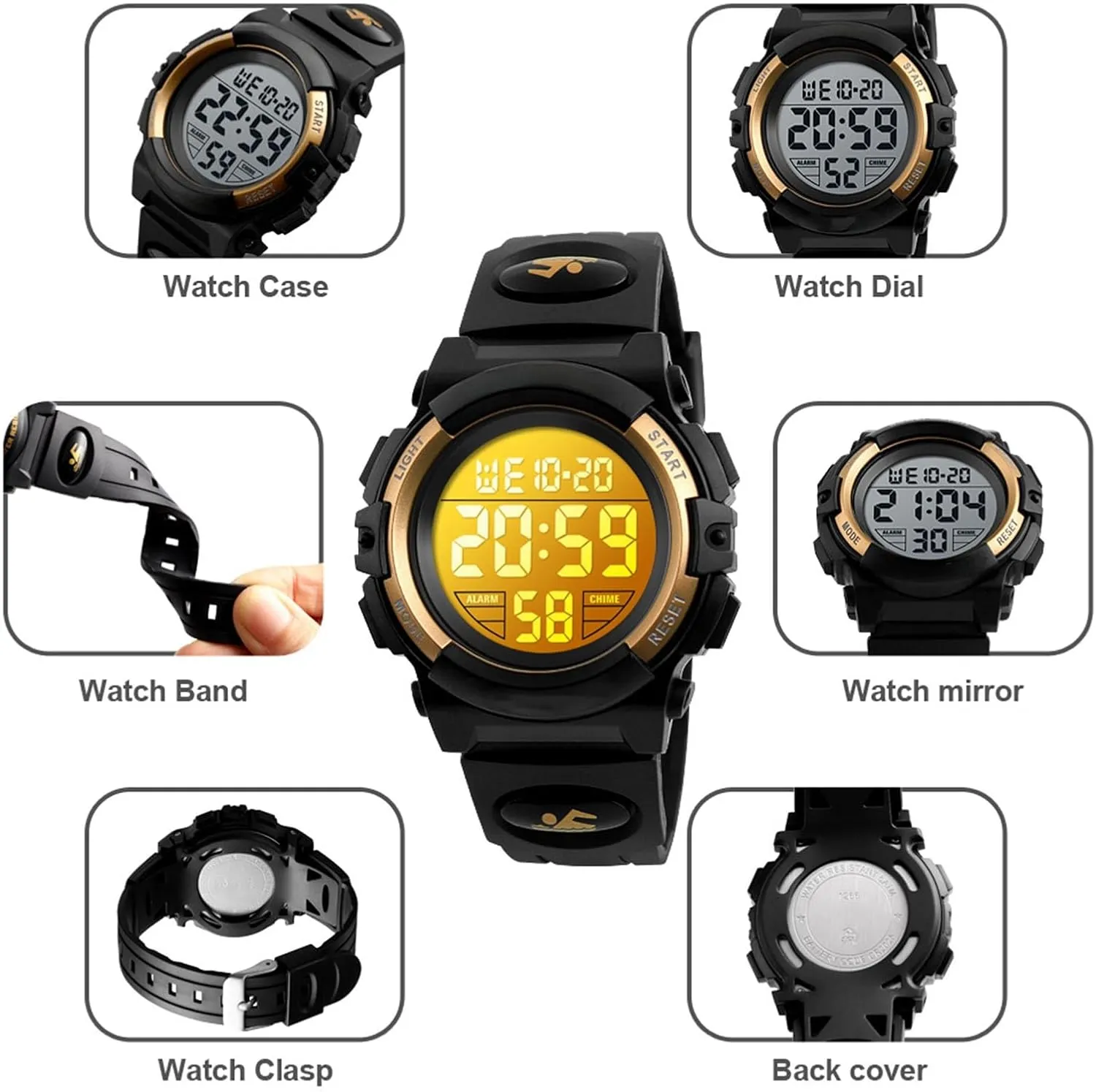 Alarm$ Stopwatch$ Date Display$ PU Band Men's Digital Sports Watch$ 50M Waterproof Military Style vase reluctant defenseless Wristwatch with LED Backlight$ 