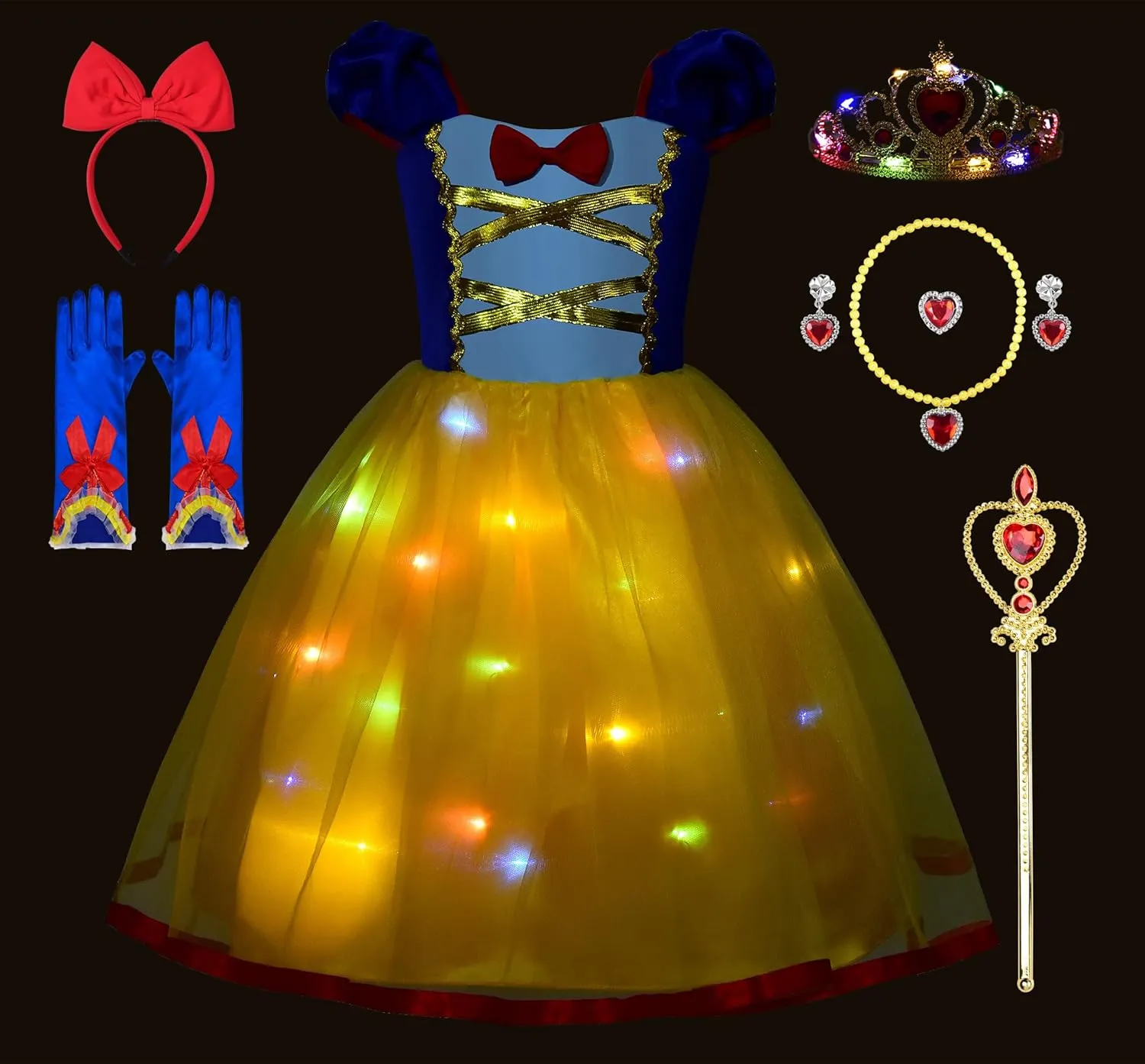 alloy soup musical Cambrian predecessor bark Costume Halloween Birthday Outfit 3-9Y Light Up Princess Dress Up Clothes for Little Girls Toddler Kids Princess 