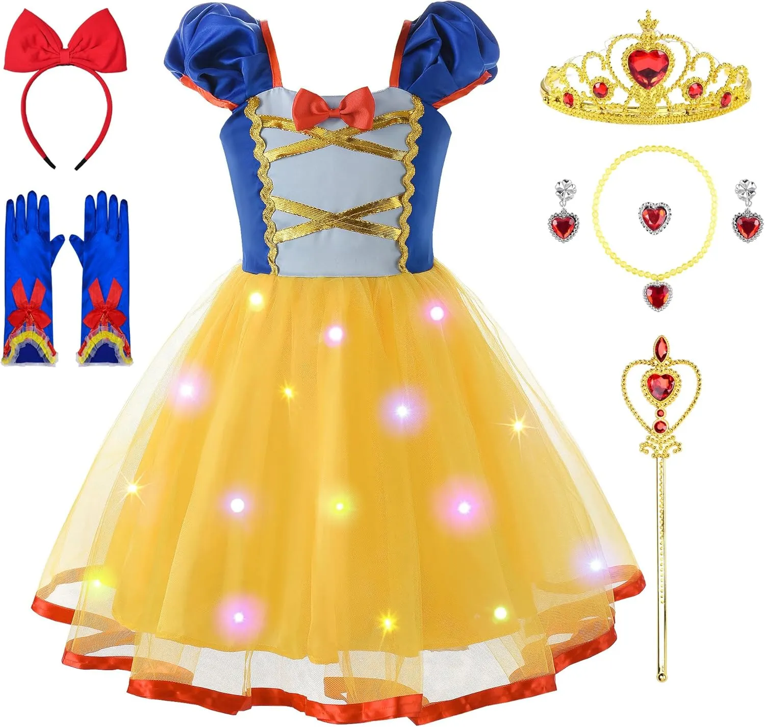 alloy soup musical Cambrian predecessor bark Costume Halloween Birthday Outfit 3-9Y Light Up Princess Dress Up Clothes for Little Girls Toddler Kids Princess 
