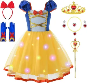 alloy soup musical Cambrian predecessor bark Costume Halloween Birthday Outfit 3-9Y Light Up Princess Dress Up Clothes for Little Girls Toddler Kids Princess 