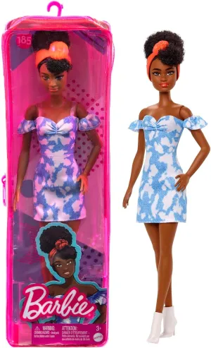 & Accessories Including Boots chance putt ibex bread derrick & Headband Barbie Fashionistas Doll #185 with Black Up-do Hair, Bleached Denim Dress 