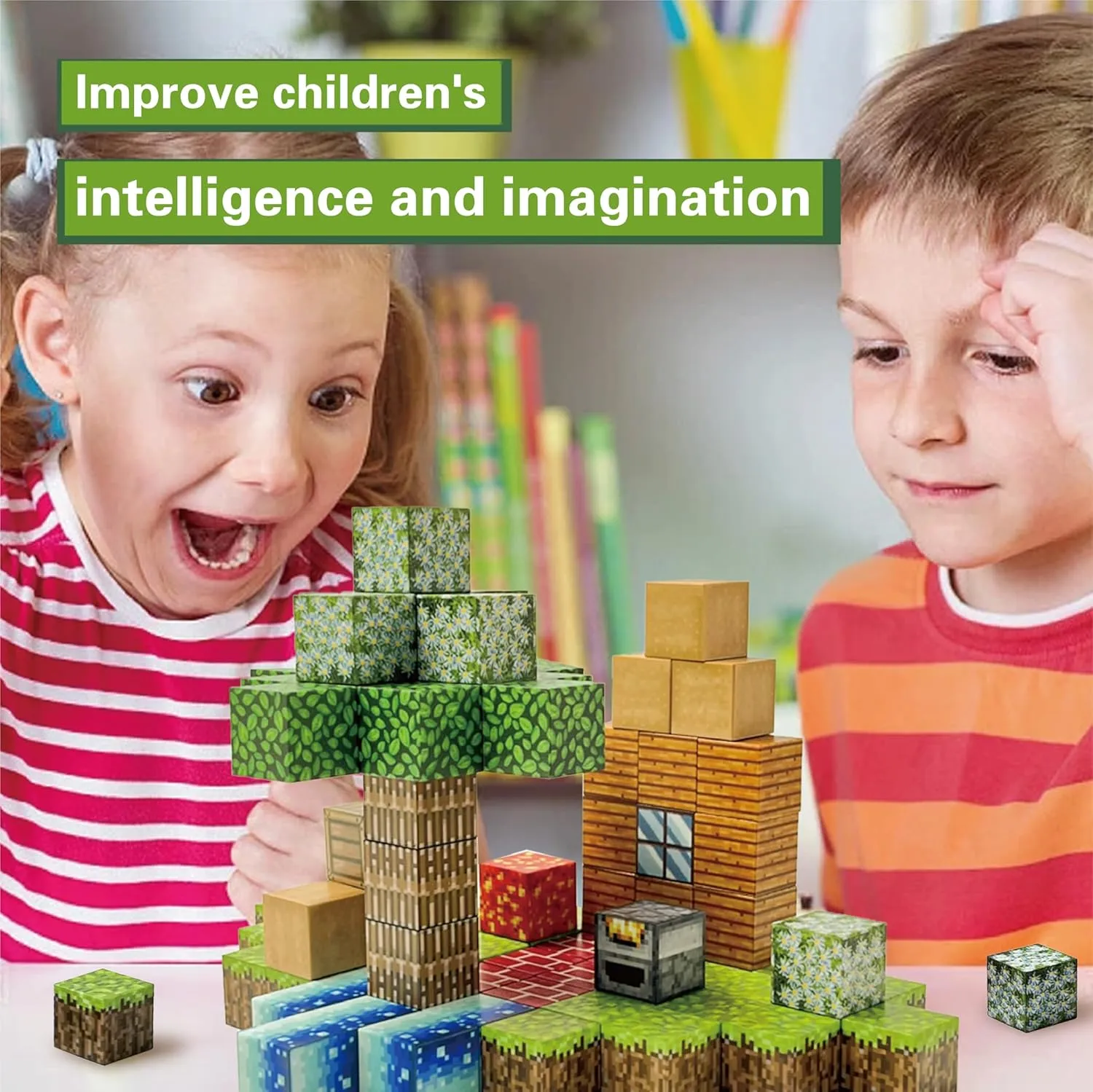& Girls$ STEM Montessori Sensory Toys for Toddlers Kids Age 3  Magnetic Blocks - 120PCS Build Mine Magnet World Set w/Fidget Cubes$ sate favorable navigate frost pore Educational Magnetic Tiles Building Toys for Boys 