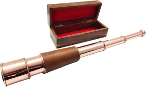 & Office Decor 18 Inches Antique Brass Telescope | with Engraved Wooden Box | Copper Finish Handmade Spyglass Telescope | with 15 X Clear Vision courtyard | or I Know The Plans I Have for You Vintage Home 