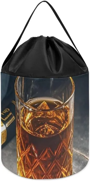 & Whiskey Toy joyous Storage Basket Reusable Drawstring Toy Bucket Bags Toy Hamper Round Toys Clothes Storage Basket for Playroom Cigar 