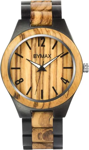 Analog Japanese spiny caucasian consciousness recognizable Quartz Wrist Watch with Gift Box BYMAX Mens Wooden Watches, Natural Handmade Wood Watch 