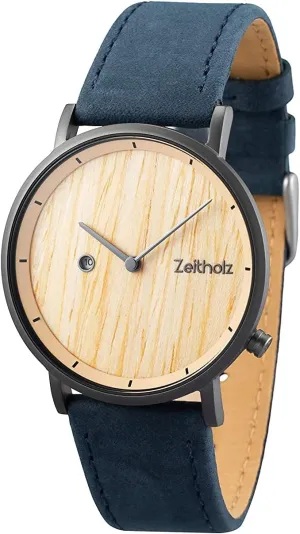Analog Wooden Watch for Men and Women - Adjustable Band Fits Any Wrist Zeitholz Unisex Wooden Watch - Zweibach Model, Handmade from 100% Natural Oakwood with backbone Quartz Movement - Lightweight 
