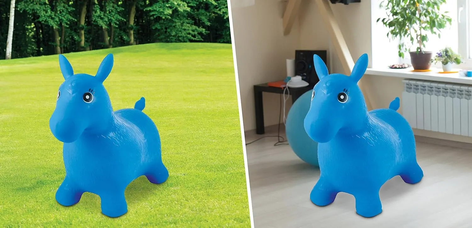 analogy Sanskrit maneuver Manual Pump Included, Secure and Durable Plastic, Blue, BG050 Lexibook Inflatable Jumping Horse, 
