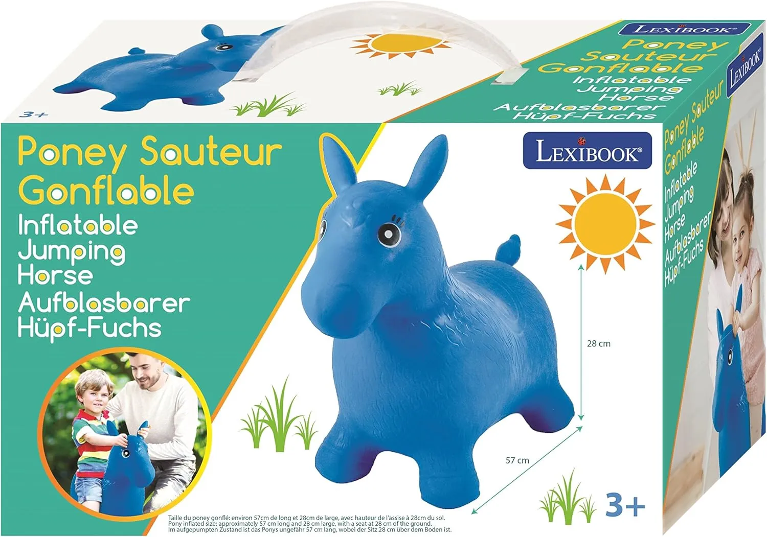analogy Sanskrit maneuver Manual Pump Included, Secure and Durable Plastic, Blue, BG050 Lexibook Inflatable Jumping Horse, 