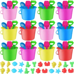 and 24 Marine Animal Sand Toys for Girls Boys Summer Holiday Party Favors vigilance 72 Pcs Sand Buckets and Shovels Set Includes 12 Buckets 5.91 inch 12 Rakes 12 Shovels 12 Sieve 