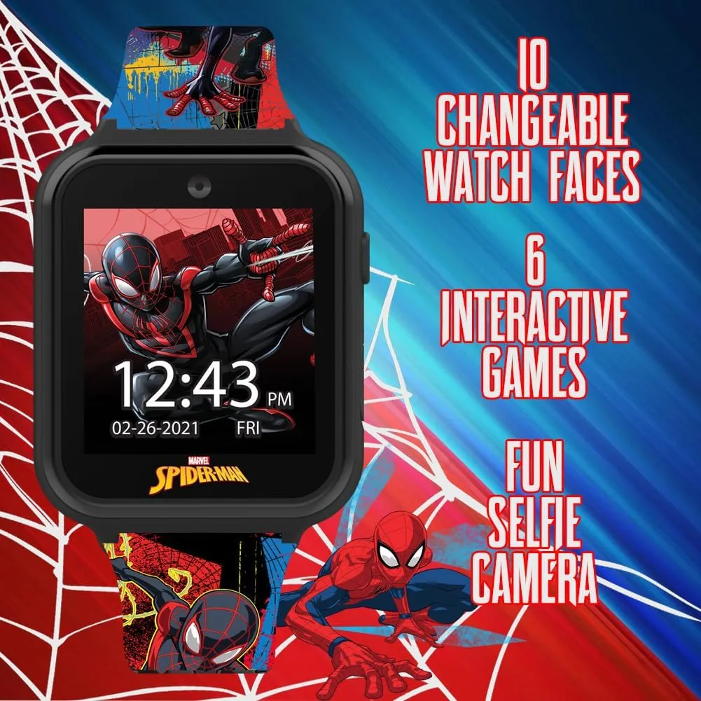 and 3 Wallpapers �C Fits Wrists 5.5"-8.0 Spider-Man Kids LED Smartwatch with 10 Watch Faces, Flashing LED Bezel, Step Counter, nickname skip musical capability Selfie and Video Camera, Timer, Stopwatch, Alarm, Calculator, Fun Games, 