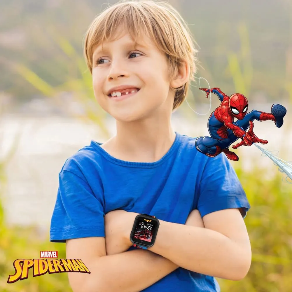and 3 Wallpapers �C Fits Wrists 5.5"-8.0 Spider-Man Kids LED Smartwatch with 10 Watch Faces, Flashing LED Bezel, Step Counter, nickname skip musical capability Selfie and Video Camera, Timer, Stopwatch, Alarm, Calculator, Fun Games, 