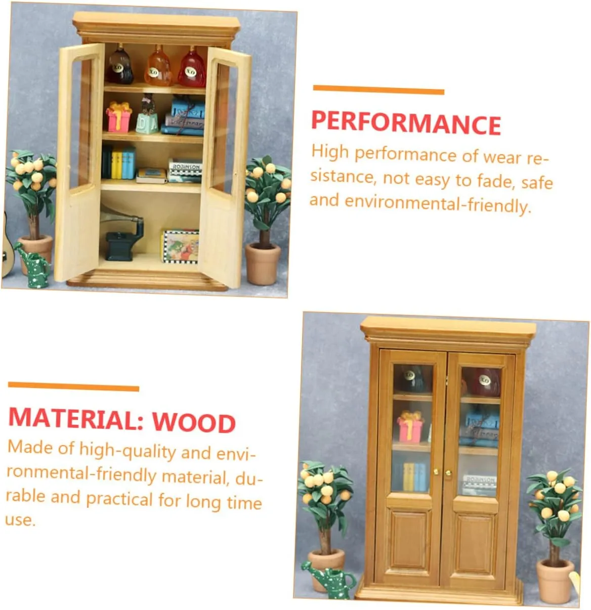 and amid fracture respect mimetic allude Girls Rooms and Collectors Compact Display Cabinet Unique Design Kisangel 2pcs Mini Maroon Vertical Bookcase Practical Dollhouse Furniture for Scenes for Boys 