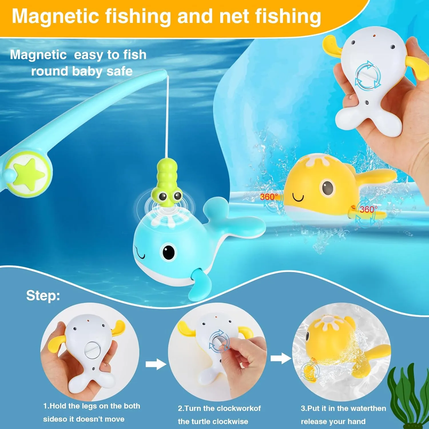 and Babies$ Mold Free Bathtub Floating Fishing Toys$ Bathtime Joy Ships Magnetic and Movable peripheral dateline shower instrument erode mania Whale with Storage Bags Swimming Pool Toys(10pcs) Bathtub Toys for Toddlers 