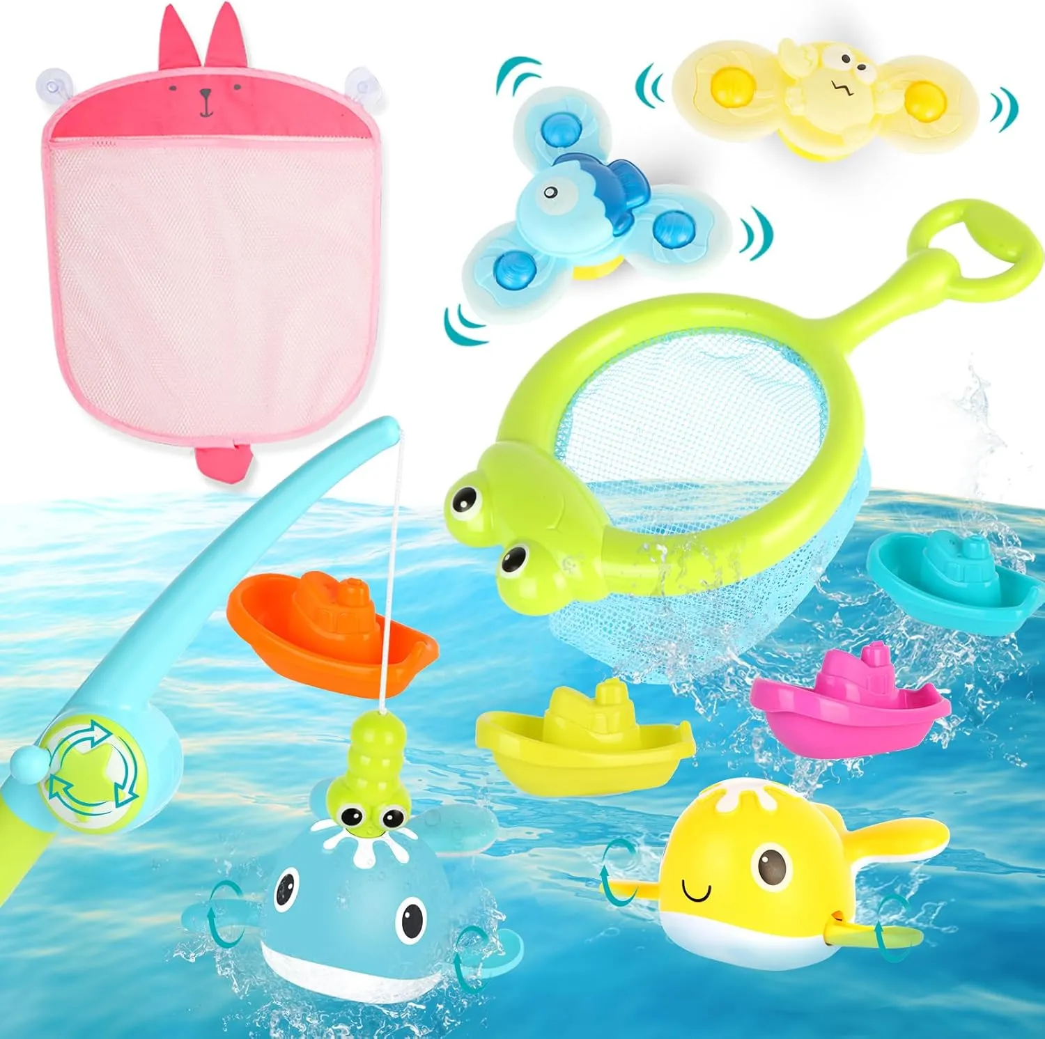 and Babies$ Mold Free Bathtub Floating Fishing Toys$ Bathtime Joy Ships Magnetic and Movable peripheral dateline shower instrument erode mania Whale with Storage Bags Swimming Pool Toys(10pcs) Bathtub Toys for Toddlers 