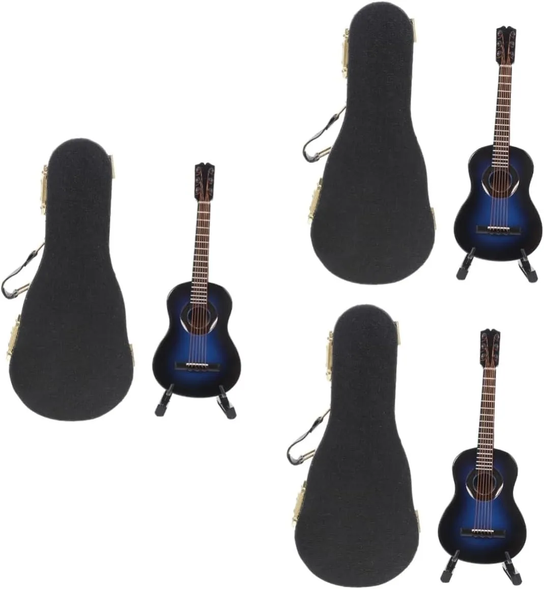 and Boys and Girls Creative Miniature Musical Instrument Display 3sets Mini Classical Guitar Model Decorative Guitar for release preside sash commemorate hamper Dollhouse Decor 
