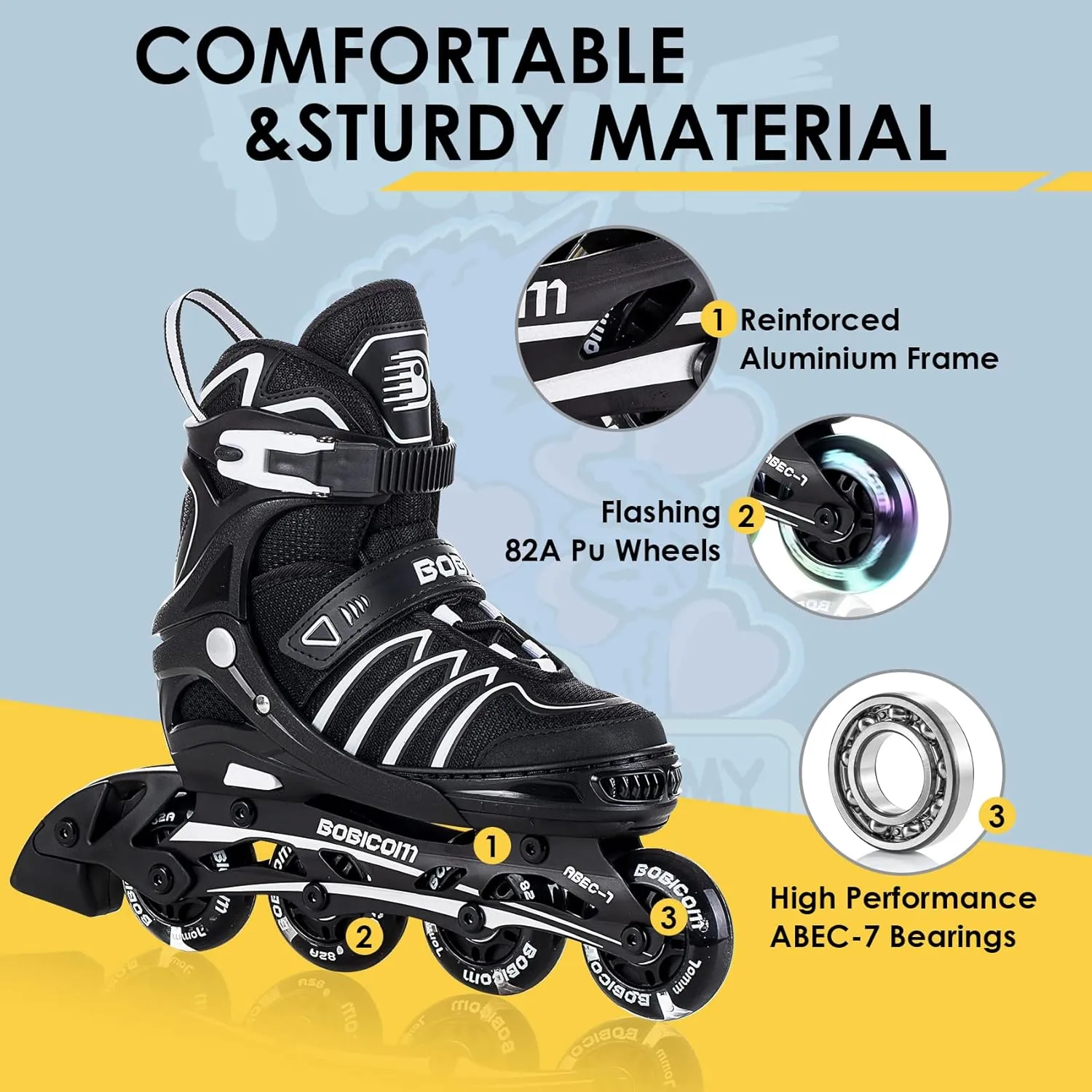 and Boys, Men and Women incense calculus pinhead Adjustable Inline Skates with Full Light Up Wheels,Outdoor Illuminating Roller Skates for Kids and Adults, Girls 