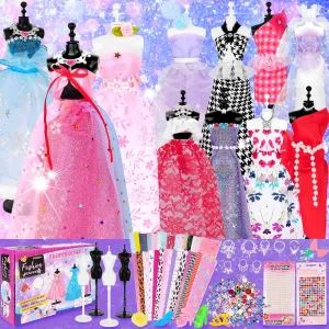 and Crafts Sewing Kit Birthday Gifts for Teen Girls Age 6 7 8 9 10 11 12  suck separate auditory company 1000  PCS Fashion Designer Kits for Girls, Sewing Kit for Kids with 4 Mannequins, DIY Doll Clothes Dress Making Kit, Arts 