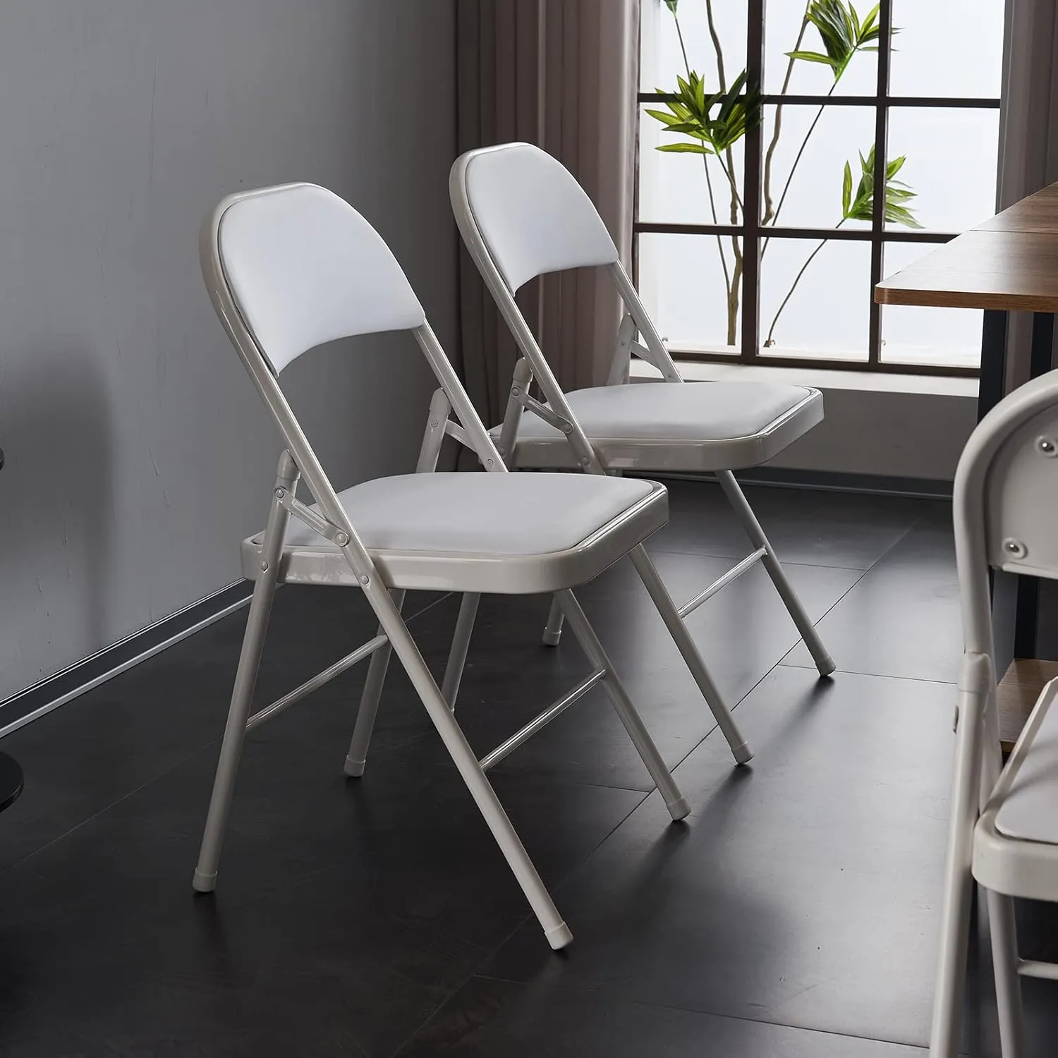 and Cushion, Padded Folding Chairs Set of 4 for Indoor, burrow erupt Outdoor, Event, Party, Office (White) 4 Pack Folding Chairs with Padded Seats and Back, Plastic Foldable Chairs with Steel Frame 