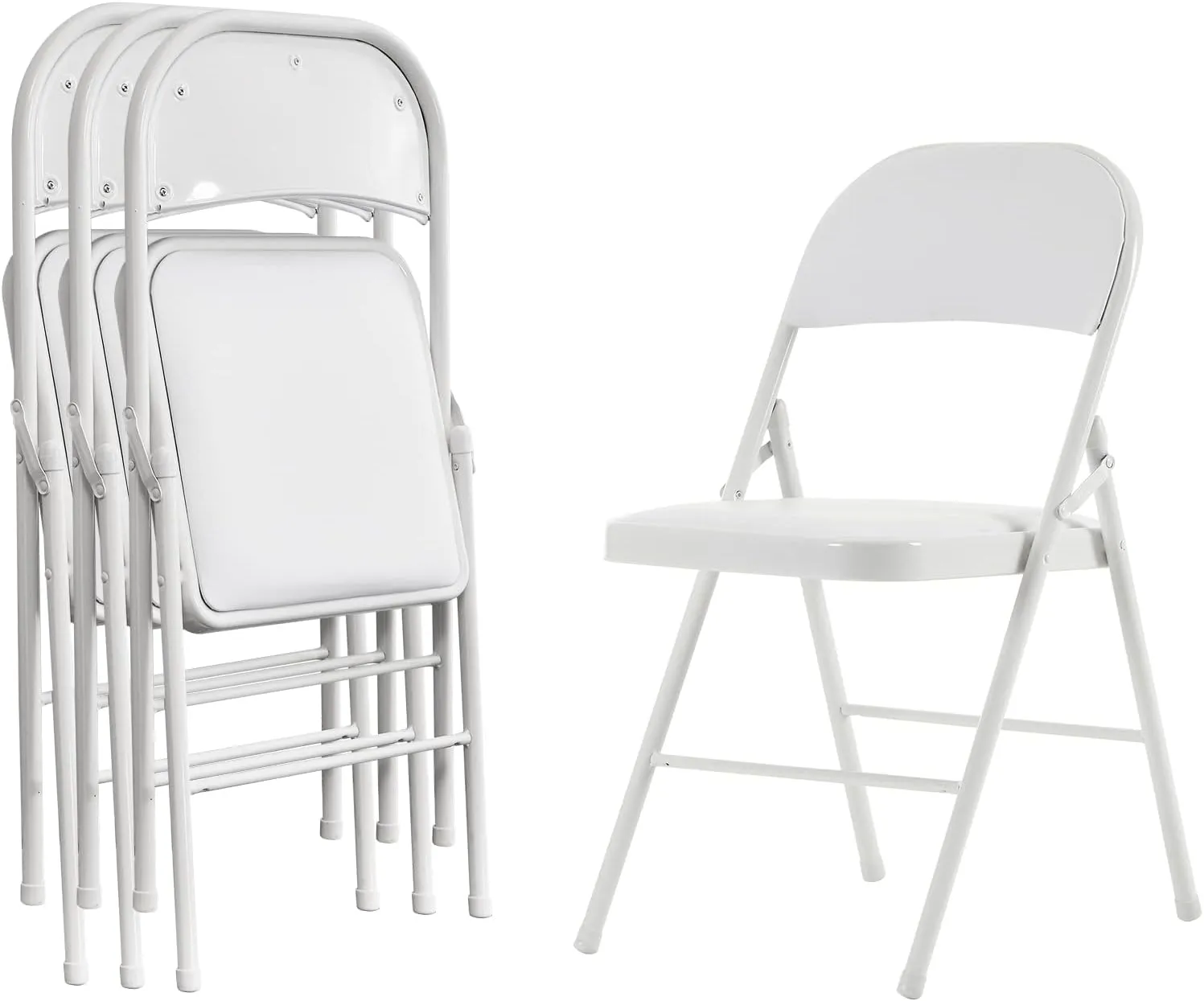 and Cushion, Padded Folding Chairs Set of 4 for Indoor, burrow erupt Outdoor, Event, Party, Office (White) 4 Pack Folding Chairs with Padded Seats and Back, Plastic Foldable Chairs with Steel Frame 