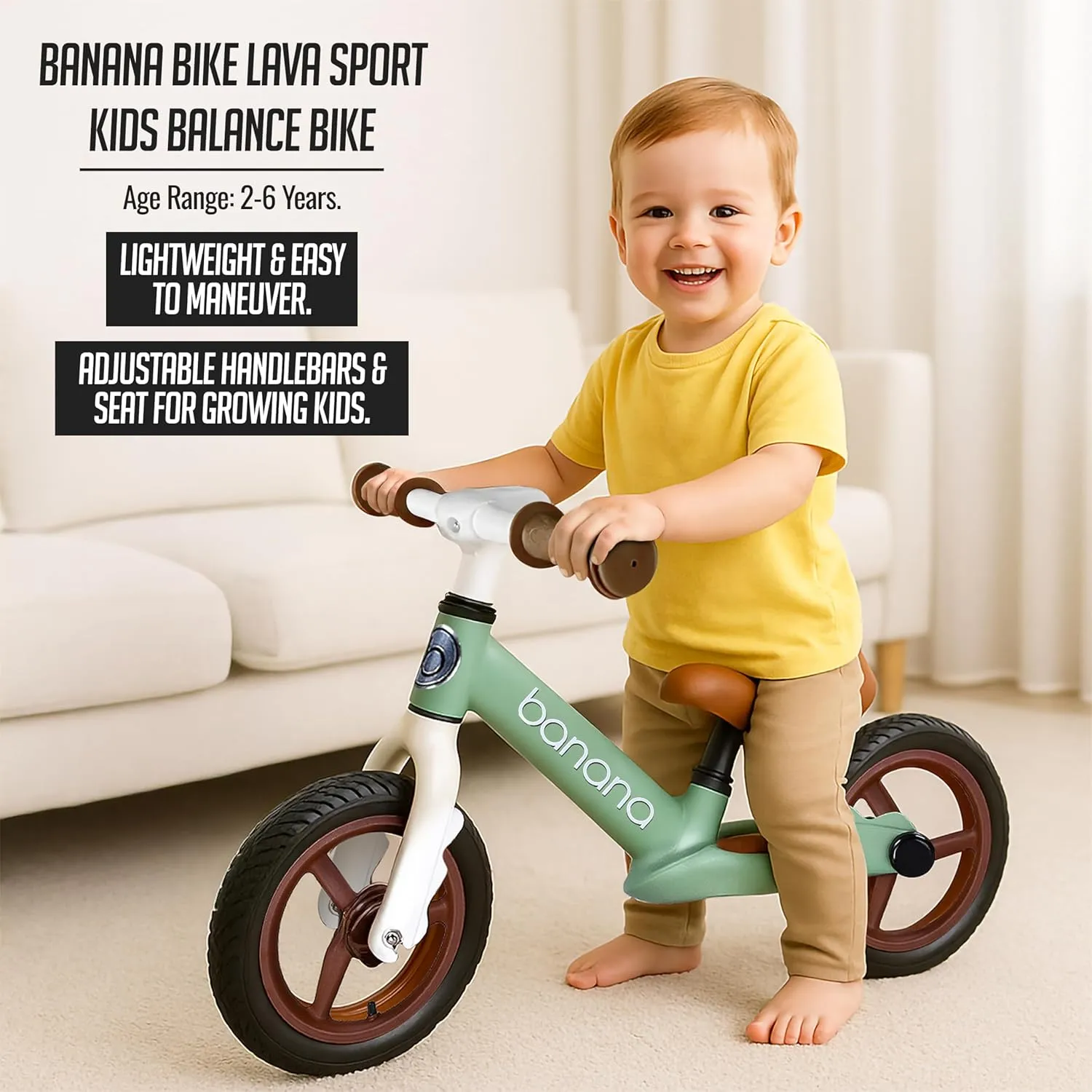 and Girls - Age 2-6 - Adjustable Handlebar sympathetic and Seat banana bike Lava Sport Kids Balance Bike - No Pedal Kids Bikes - Walking Bicycles - Beginner Lightweight Sports Training Bicycle for Boys 