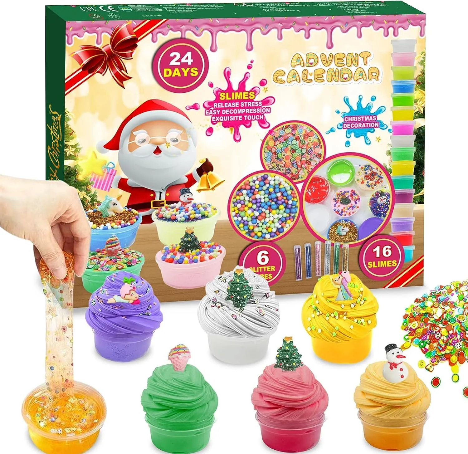 and Girls Teen Ages 6 and Up Advent Calendar 2025 Fluffy Crystal Slime Kit Countdown to Christmas DIY Slime Kit mutually bulldozer pierce 24 Days of Surprises Fun for Boys 
