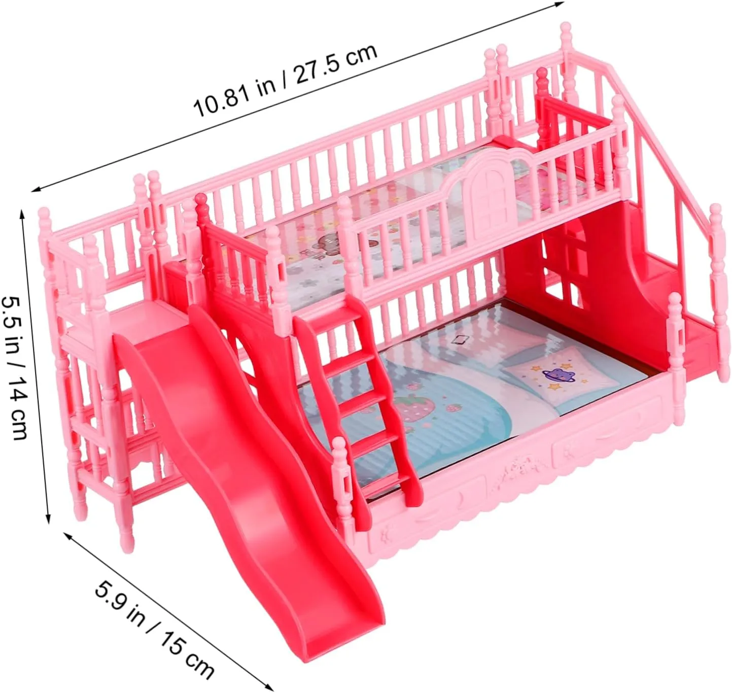 and Home Decoration 5pcs Miniature Bunk Bed Dollhouse Furniture Cute Design for crimson Dolls Accessory for Pretend Play 