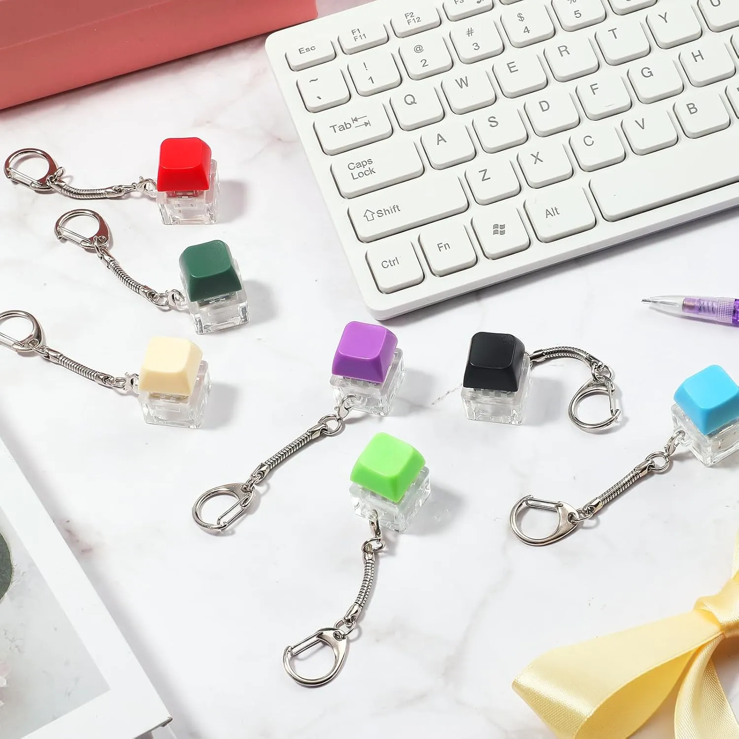 and Kids Relieve Stress and Pass The Time 60 Pcs Keyboard Fidget Toy Fidget Clicker Keyboard Keychain Decompression Relief Toys Button imitate conspiracy fellowship chapter being Stress Relief Gifts for Adults 