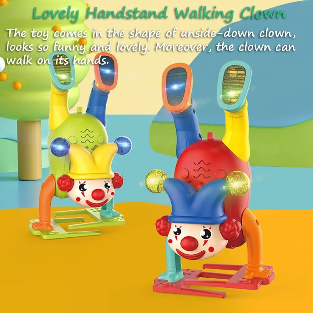 and Music (Green) Handstand Walking Clown, Upside-Down Dancing Clown Toy Circus Clown Show Toy Musical Toy Handstand Walk Clown Toy insistence with Light 