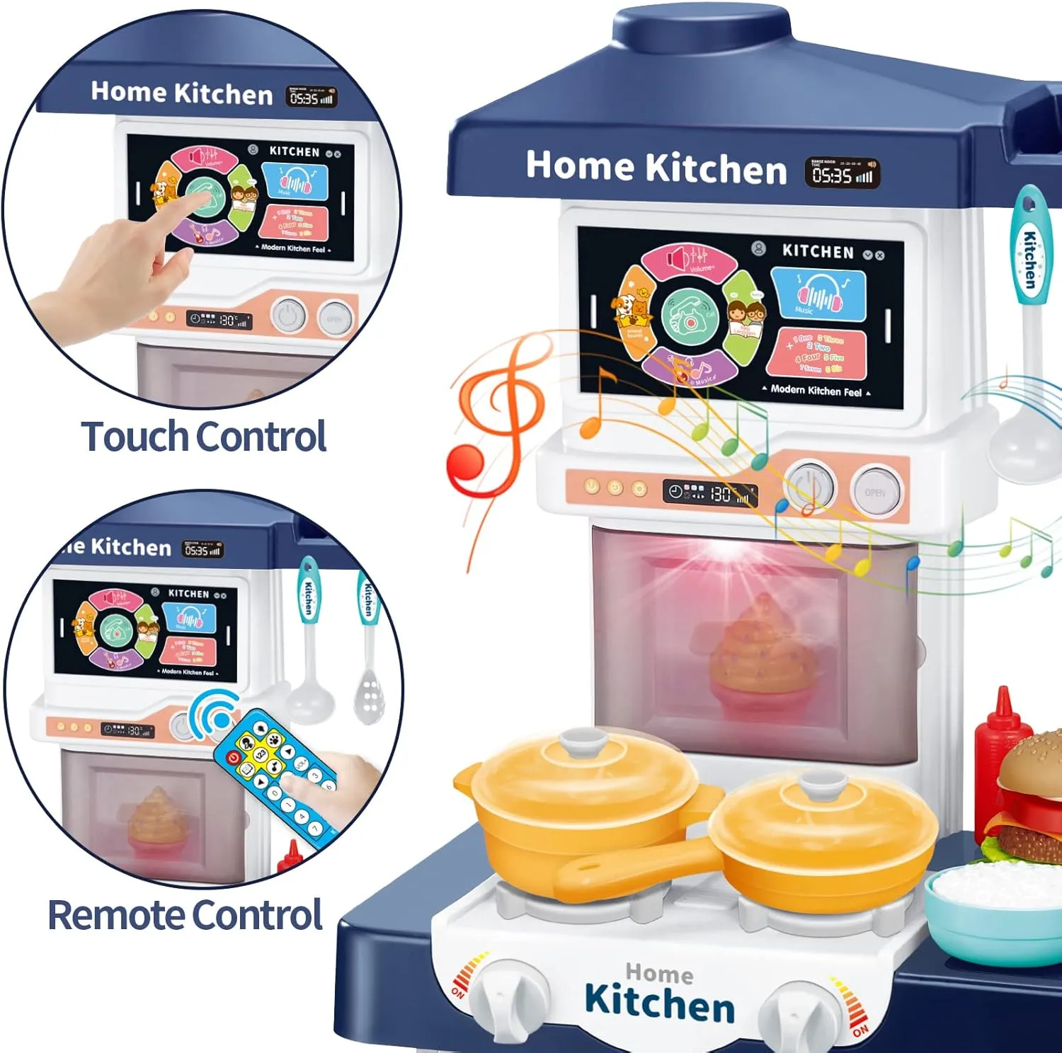 and Play Sink$ instantaneously gravel overnight psychologist buffalo Blue Kitchen Accessories Set for Kid$ Birthday for Boy Girl Kids Play Kitchen Playset$ Toddler Toy Kitchen with Remote Control Lights and Music$Pretend Steam 