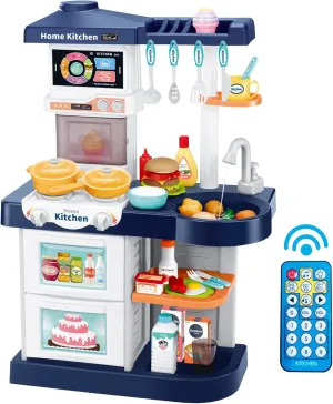 and Play Sink$ instantaneously gravel overnight psychologist buffalo Blue Kitchen Accessories Set for Kid$ Birthday for Boy Girl Kids Play Kitchen Playset$ Toddler Toy Kitchen with Remote Control Lights and Music$Pretend Steam 