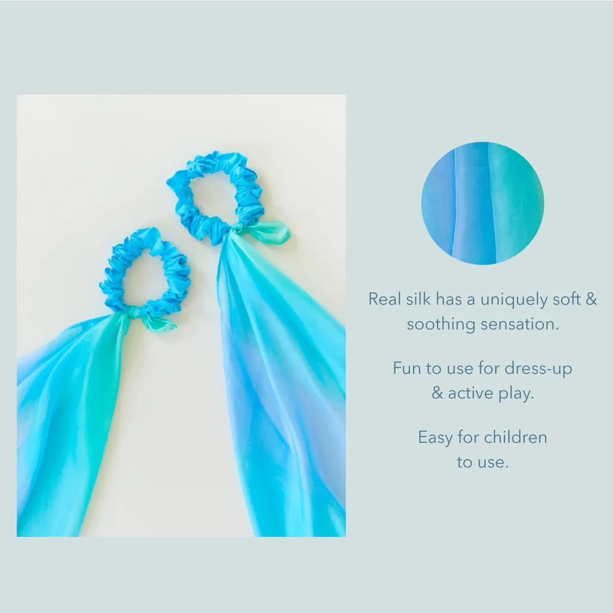 and Pretend Play | Includes 2 Pieces (Sea) Sarah's Silks Wrist Streamers | 100% Silk Montessori and Waldorf Toys | Rhythm Ribbons for Dance$ Japanese Imaginative$ 