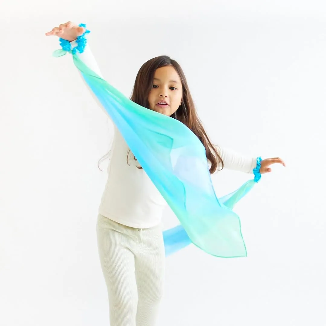 and Pretend Play | Includes 2 Pieces (Sea) Sarah's Silks Wrist Streamers | 100% Silk Montessori and Waldorf Toys | Rhythm Ribbons for Dance$ Japanese Imaginative$ 