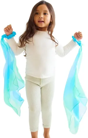 and Pretend Play | Includes 2 Pieces (Sea) Sarah's Silks Wrist Streamers | 100% Silk Montessori and Waldorf Toys | Rhythm Ribbons for Dance$ Japanese Imaginative$ 
