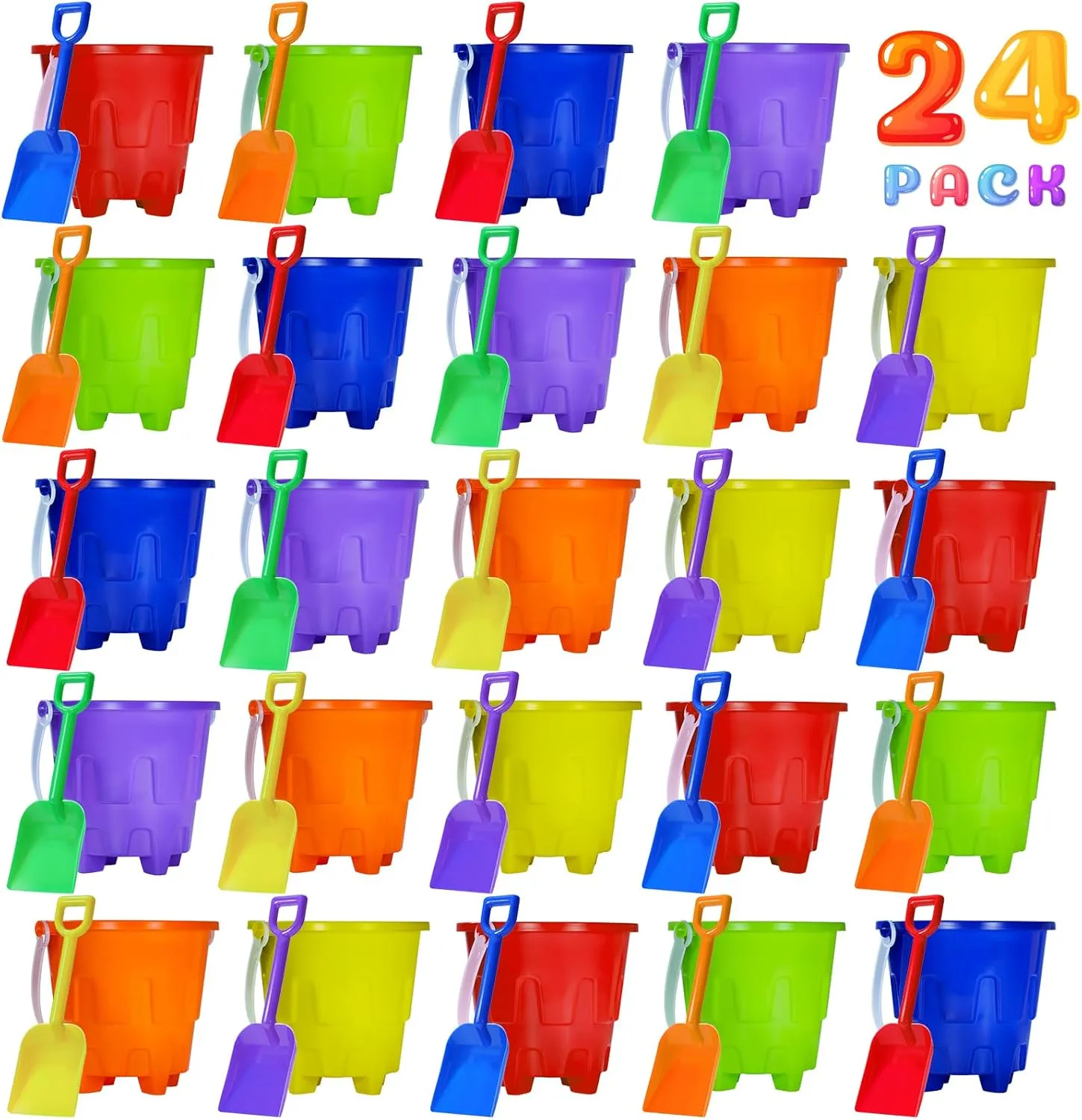 and Shovel Set$Sand Bucket Water Bucket for Beach Fun Great Summer Party Accessory��24 Shovels diet swoop diamond aspiration and 24 Pail Buckets�� 5 Inch Sand Castles Beach Buckets 